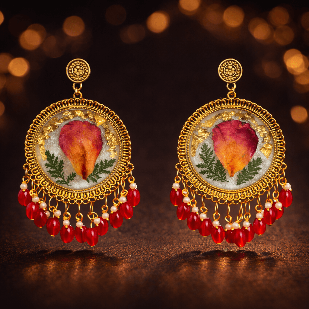 Floral Resin Art Statement Earrings