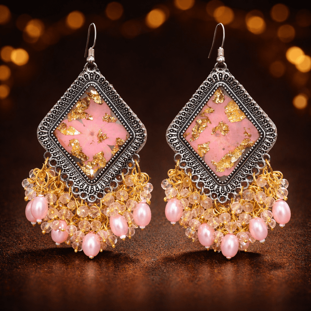 Rosé Floral Charm Earrings