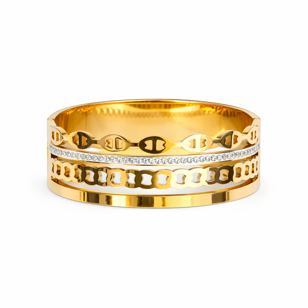 Crown Link Diamond Gold Bracelet